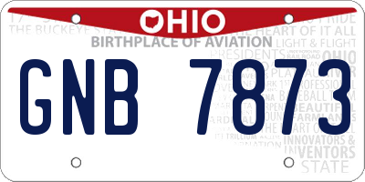 OH license plate GNB7873
