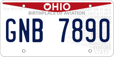 OH license plate GNB7890