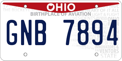 OH license plate GNB7894