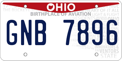OH license plate GNB7896