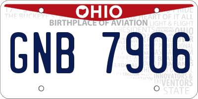 OH license plate GNB7906