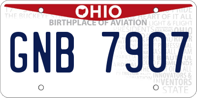 OH license plate GNB7907