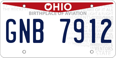 OH license plate GNB7912