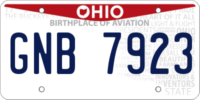 OH license plate GNB7923
