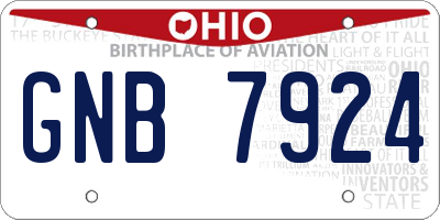 OH license plate GNB7924
