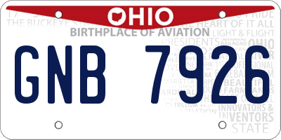 OH license plate GNB7926