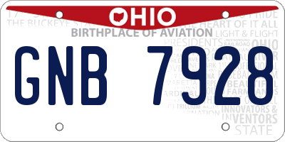 OH license plate GNB7928