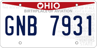 OH license plate GNB7931
