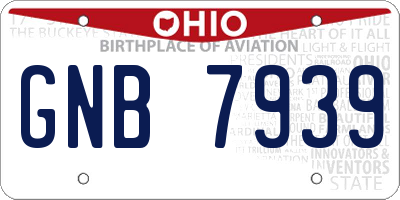 OH license plate GNB7939