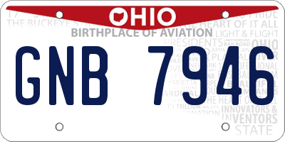 OH license plate GNB7946