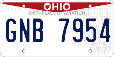 OH license plate GNB7954