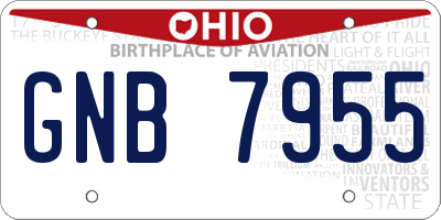 OH license plate GNB7955