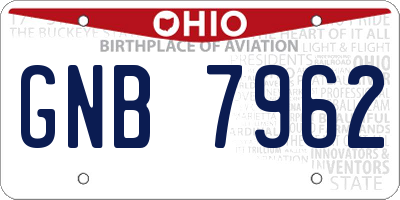 OH license plate GNB7962