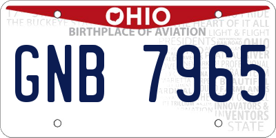 OH license plate GNB7965
