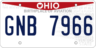 OH license plate GNB7966
