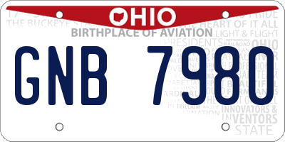 OH license plate GNB7980