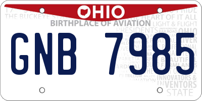 OH license plate GNB7985