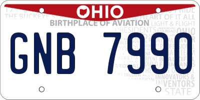 OH license plate GNB7990