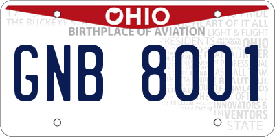 OH license plate GNB8001