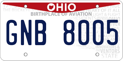 OH license plate GNB8005