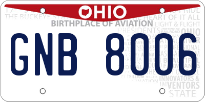 OH license plate GNB8006