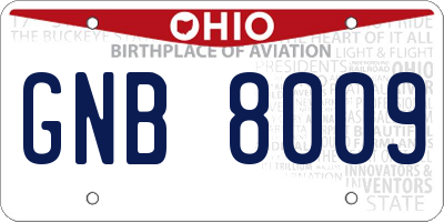 OH license plate GNB8009
