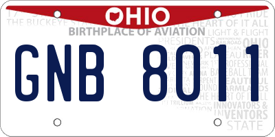 OH license plate GNB8011