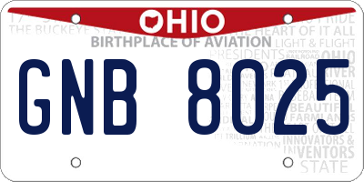 OH license plate GNB8025