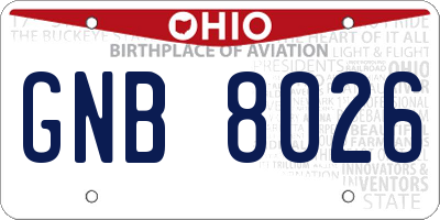 OH license plate GNB8026