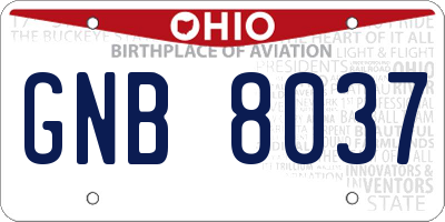 OH license plate GNB8037