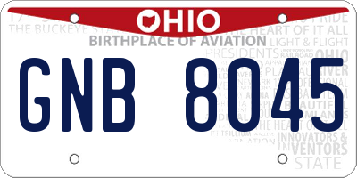 OH license plate GNB8045