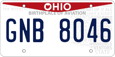 OH license plate GNB8046