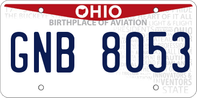 OH license plate GNB8053