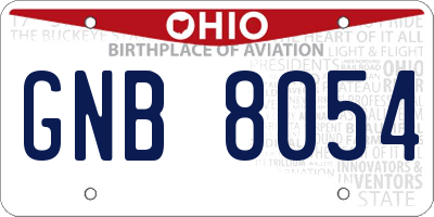 OH license plate GNB8054
