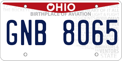 OH license plate GNB8065