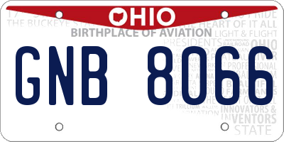 OH license plate GNB8066