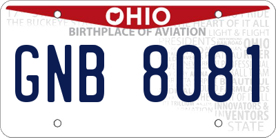 OH license plate GNB8081