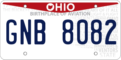 OH license plate GNB8082