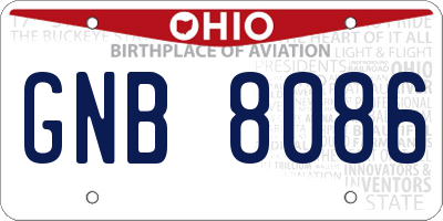 OH license plate GNB8086