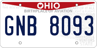 OH license plate GNB8093
