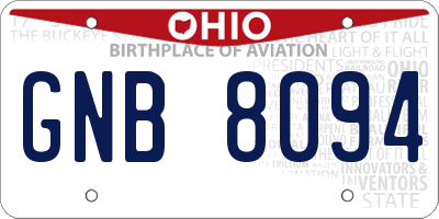 OH license plate GNB8094