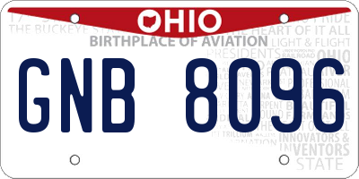 OH license plate GNB8096