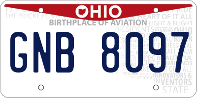 OH license plate GNB8097