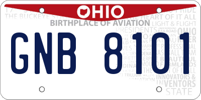 OH license plate GNB8101