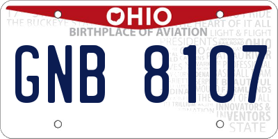 OH license plate GNB8107