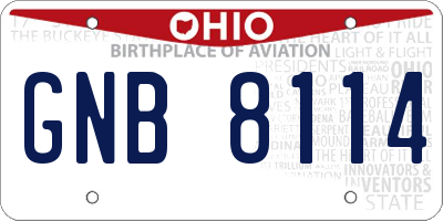 OH license plate GNB8114
