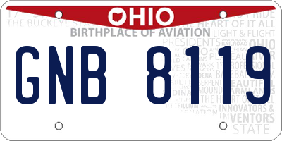 OH license plate GNB8119