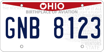 OH license plate GNB8123