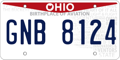 OH license plate GNB8124