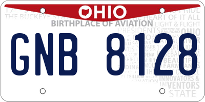 OH license plate GNB8128